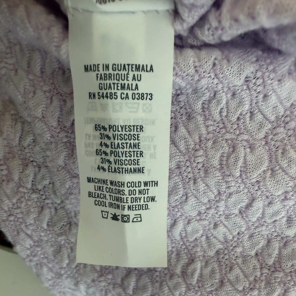 Aerie Lavender Women’s Textured Cropped Long Sleeve Top Coquette Balletcore Sz M - Picture 7 of 7